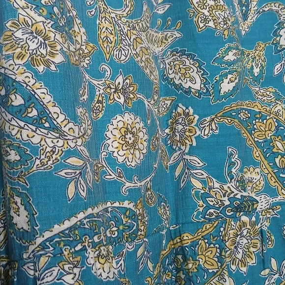 J. Jill Tiered Maxi Dress Light Oceanside Lovely Paisley Floral Teal Dress XL - Picture 8 of 8